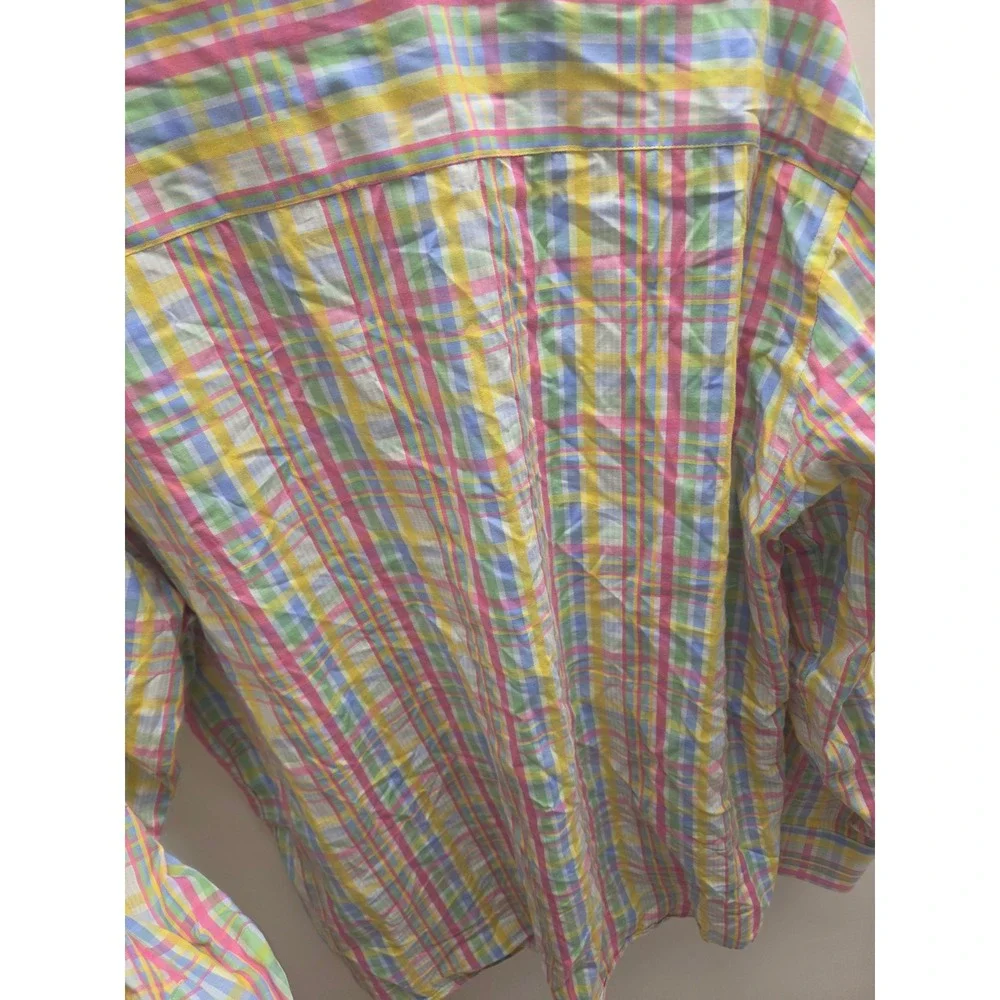 Bugatchi Uomo Mens Large Pastel Plaid Button Down Shirt Long Sleeve Cotton Multi